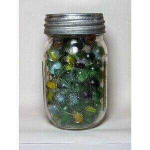 Ball Mason Pint Canning Vintage Jar and Glass Marbles #3